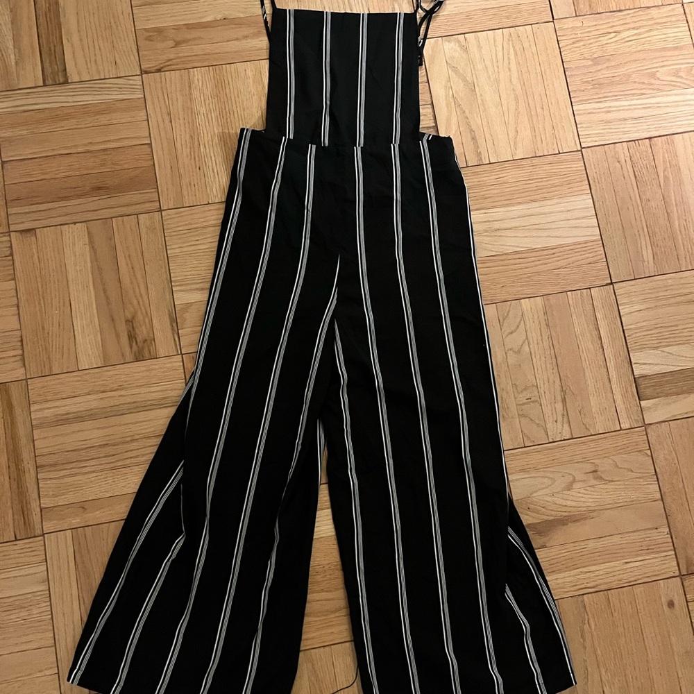 Black and White Striped Jumpsuit